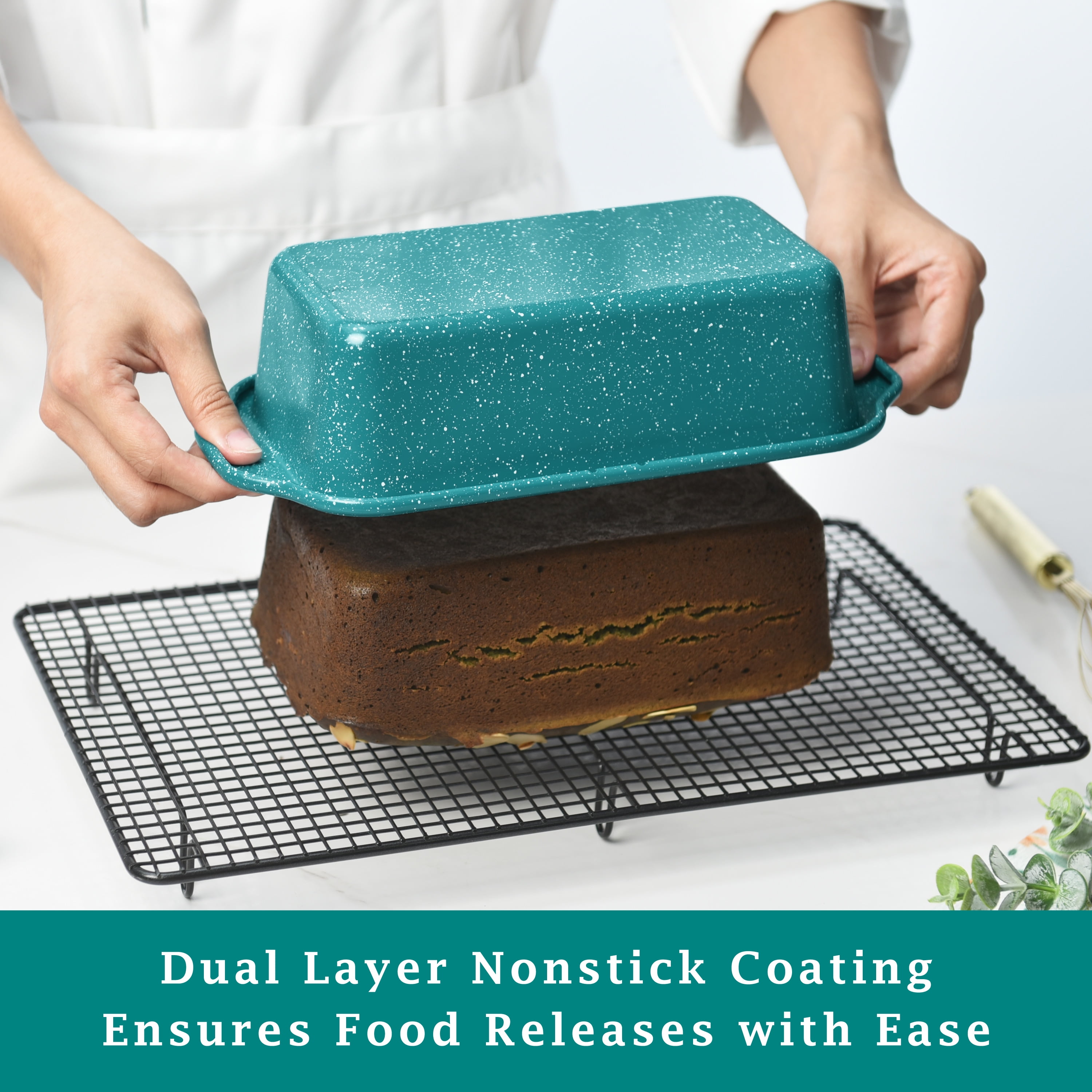 (3 pack) The Pioneer Woman Teal Speckle Timeless 9x5-inch Nonstick Aluminized Steel Loaf