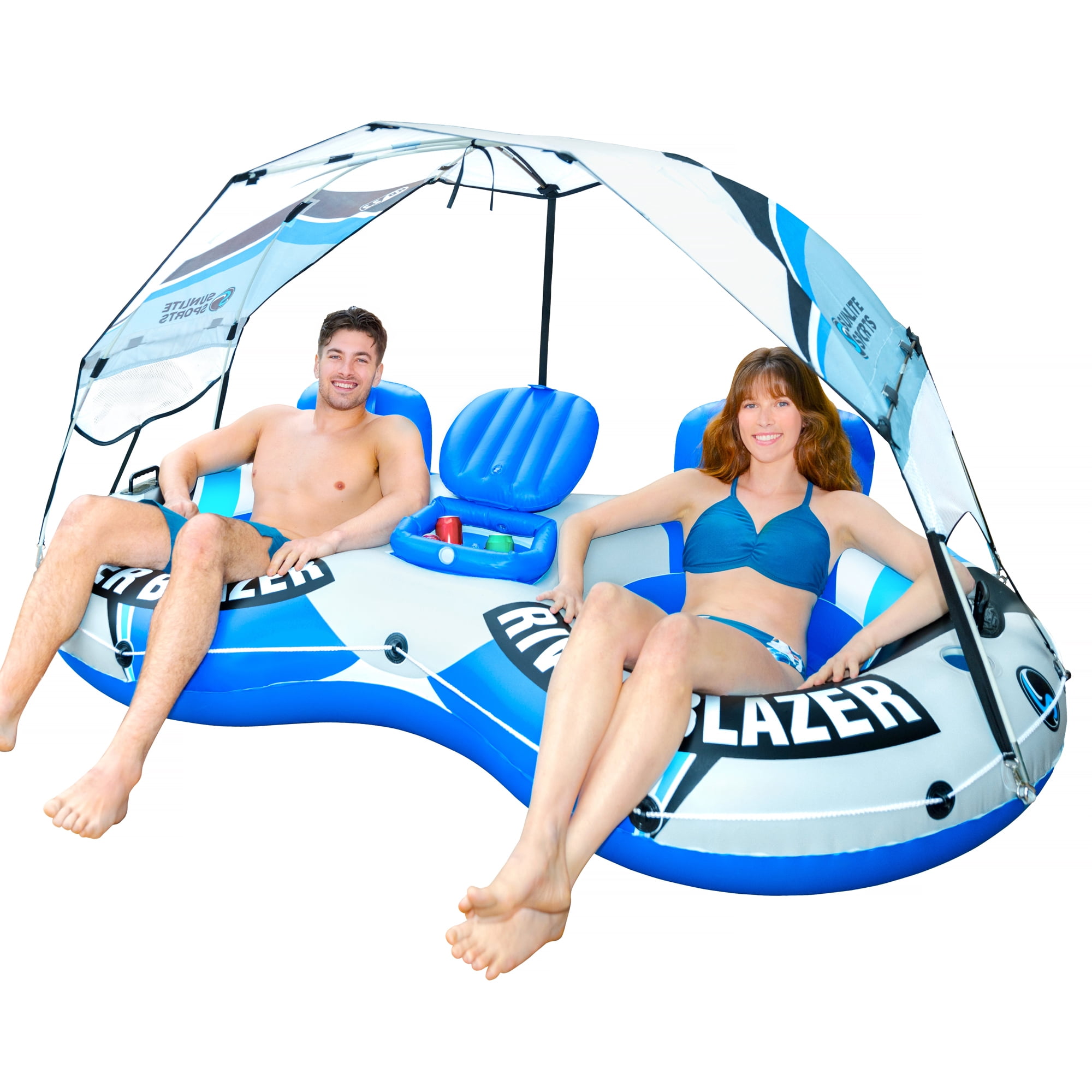 Sunlite Sports Heavy Duty River Tube Pool Floats with Built-in Cooler & Detachable Canopy