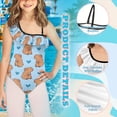 thumbnail image 6 of Uorisanigo Girls One Piece Swimsuits Capybara Blue Heart Swimwear Bathing Suit Size 13-14 Ruffle Single Spaghetti Strap Sport Summer Beach Swimwear, 6 of 7