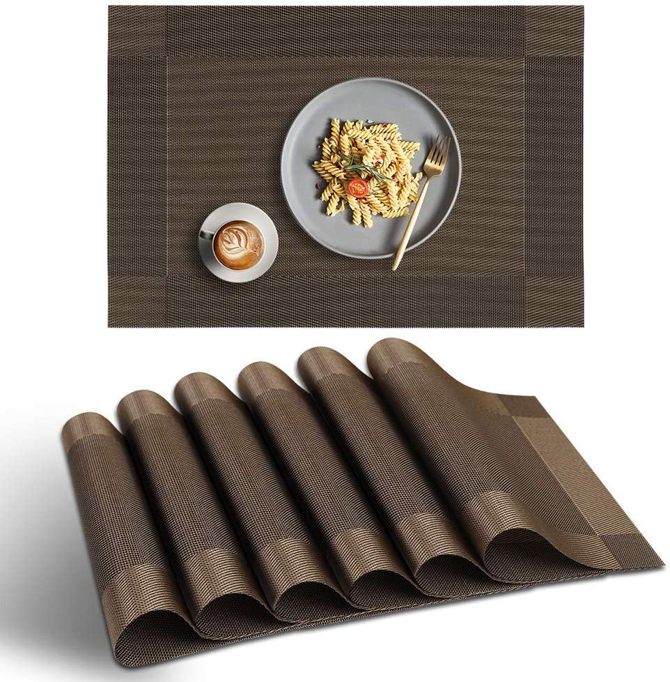 Placemat, 6 PCS of NonSlip Heat Resistant PVC Place Mats, Washable
