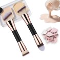 thumbnail image 1 of Paquete de 2 brochas de maquillaje de doble punta, base en ángulo y corrector, sintético vegano premium para una aplicación impecable de maquillaje líquido en crema y en polvo, 1 of 5