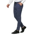 thumbnail image 5 of INSPIRE CHIC Men's Striped Slim Fit Contrast Color Drawstring Dress Pants 38 Navy, 5 of 7