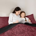 thumbnail image 5 of Feelyou Adult Boho Damask Queen Comforter Set, Maroon Butterfly Moth Bedding Set, 3pcs, 5 of 8