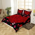 thumbnail image 3 of Yibo Valentines Day Rose Floral Duvet Cover - Premium Polyester Duvet Cover with Zipper Closure, 3 Piece Set, Includes 1 Duvet Cover and 2 Pillow Cases, No Comforter, 3 of 7