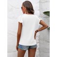 thumbnail image 4 of Summer women's casual round neck pleated chiffon lotus sleeve top, 4 of 5