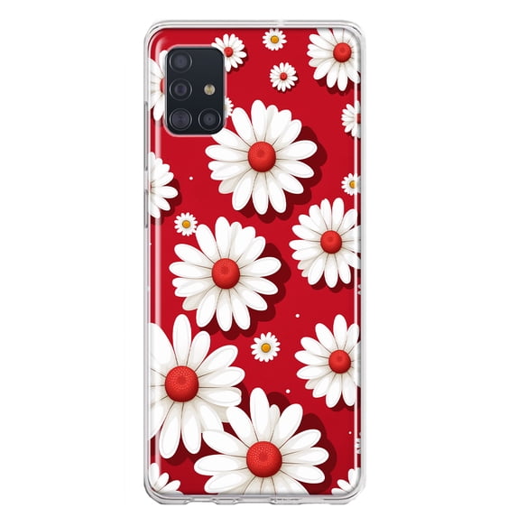 MUNDAZE Samsung Galaxy A51 Cute White Red Daisies Polkadots Double Layer Phone Case Cover