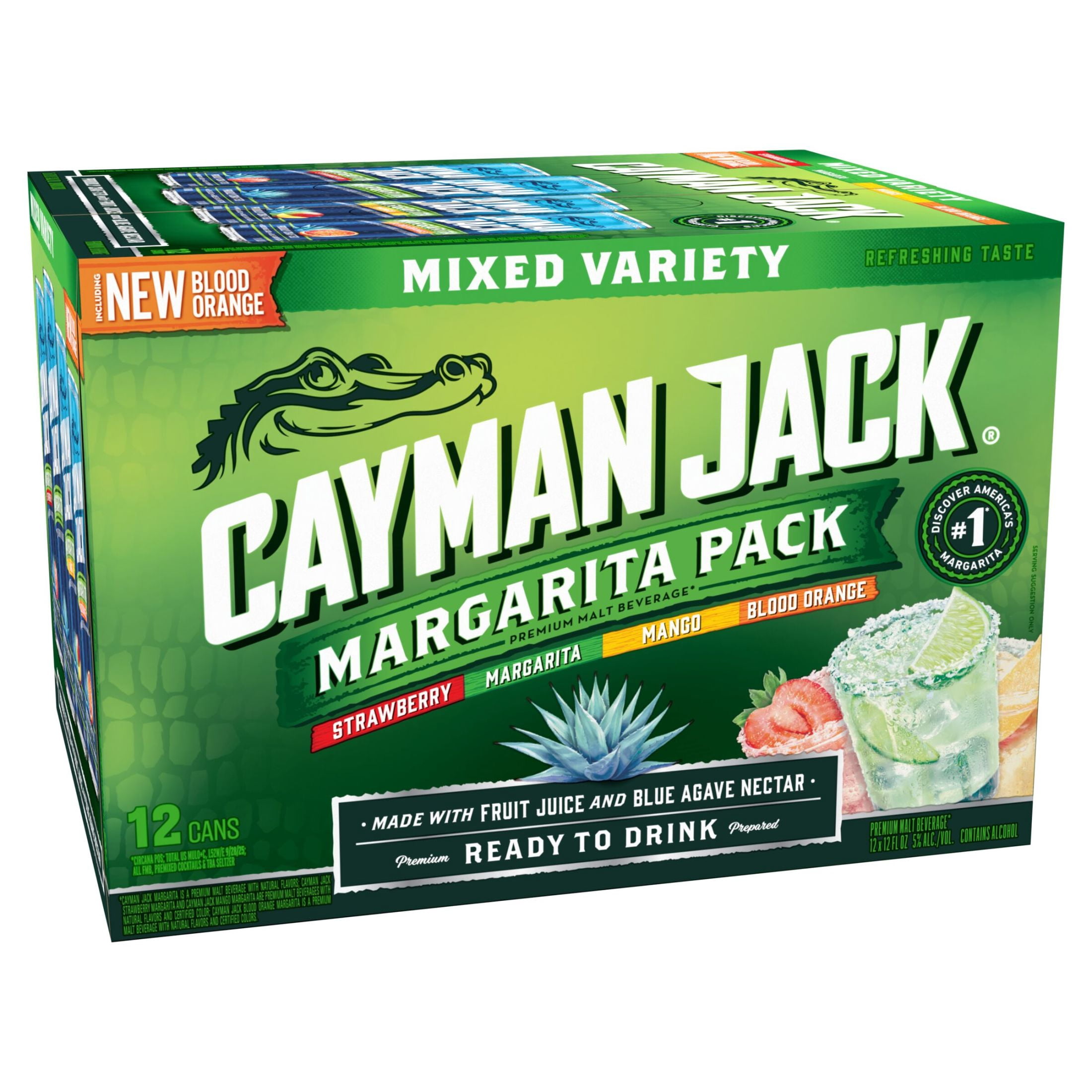 Cayman Jack Margarita Variety Pack, 12 Pack, 12 fl oz Cans, 5.8% ABV