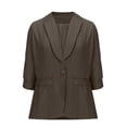 thumbnail image 5 of Homenesgenics Blazers for Women Plus Size Solid-Color Business-Casual 3/4-Sleeve Lapel Open-Front Blazer with Pockets Brown XL, 5 of 9