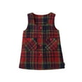 thumbnail image 2 of MKOSPLRT Girls Sleeveless Plaid Wool Jumper Dress Scoop Neck Button Up Overall Knee Length Dress Pocket Kids School Uniform Clothes 1-10Y, 2 of 8