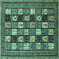 thumbnail image 1 of Ahgly Company Machine Washable Indoor Square Abstract Turquoise Blue Modern Area Rugs, 4' Square, 1 of 4