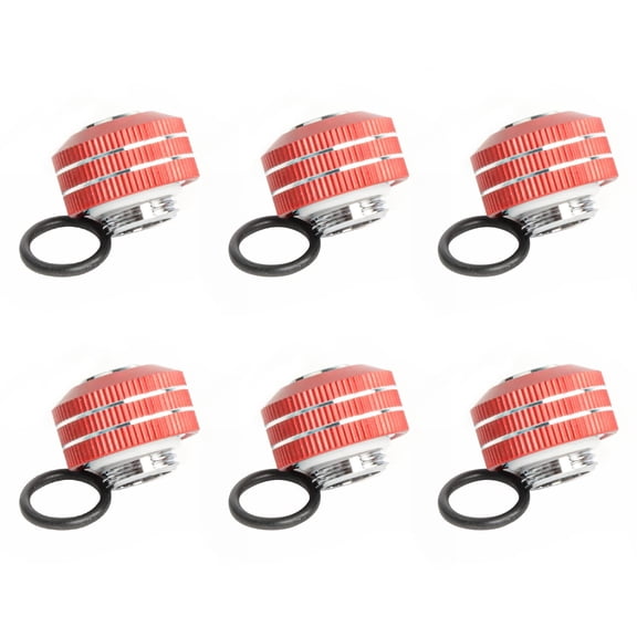 Dracaena 6 pack G1/4 thread to 3/8" ID, 1/2" OD PVC hose copper adapter, soft tube compression fitting for Computer water cooling system, Red