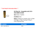 thumbnail image 2 of Oil Filter Kit - Compatible with 2018 - 2022 BMW X3 M40i 2019 2020 2021, 2 of 2