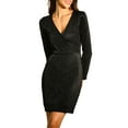 thumbnail image 5 of Unique Bargains Women's Sparkle Glitter V Neck Long Sleeve Stretchy Bodycon Dress, 5 of 7
