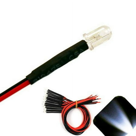 

5mm 12v Pre-Wired Cool/Clear Whie LED - Ulra Brigh (10v 11v 12v 13v 14v 15v) (Pack of 50)