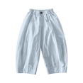 thumbnail image 5 of VBEWZET Kids Wide Leg Casual Pants, Elastic Waist Loose Fit Trousers with Pockets, Lightweight Air-Condition Pants for Boys & Girls Blue 11-12 Years, 5 of 6