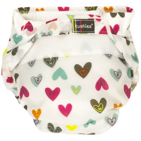 Kushies Ultra-Lite All-In-One Form-Fitted Washable Cloth Diapers (White Doodle Hearts,