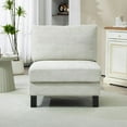 thumbnail image 2 of Yardi Yarda Upholstered Armless Chair, Middle Module for Modular Sectional Sofa, Chair with Wood Legs and Pocket Spring for Indoor, Cream White, 2 of 8