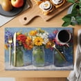 thumbnail image 2 of Spring Flowers Placemats Set of 12 Rustic Botanical Vases Floral Oil Painting Place Mats Indoor Wipeable Table Mats Washable Dining Table Placemats for Kitchen Holiday Party Home Decor 13x19 Inch, 2 of 9