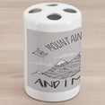 thumbnail image 1 of Mountain Ceramic Toothbrush Holder, Mountains are Calling and I Must Go Saying Snowy Challenging, Decorative Versatile Countertop for Bathroom, 4.5" X 2.7", Pale Tan White, 1 of 4