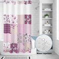 thumbnail image 2 of No Hook Shower Curtain, Boho Purple Flowers Shower Curtains for Bathroom with See Through Top Window, Spring Floral Botanical Patchwork Vintage Waterproof Washable Bath Curtain Stand Up Stall 36"x72", 2 of 9