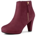 thumbnail image 1 of Unique Bargains Bottines à Talon Bas Plateforme à Fermeture Éclair Latérale pour Femmes, 1 of 6