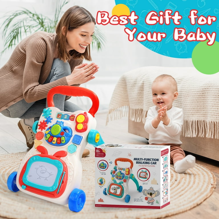 Joystone 2 in 1 Baby Walker with Drawing Board Sit to Stand Walker with Lights Music Gift for Kids