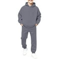 thumbnail image 5 of GiLiling Boys Girls School Sweatsuits Set, Athletic 2-Piece Outfit, Preppy Hoodie and Sweatpants, Plain Tracksuit Clothing Sets (Dark Gray, 6-7 Years), 5 of 6