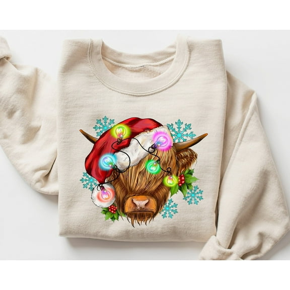 Merry Christmoos Cow Christmas Sweatshirt – Funny Farm Holiday Sweater, Retro Christmas Vibes