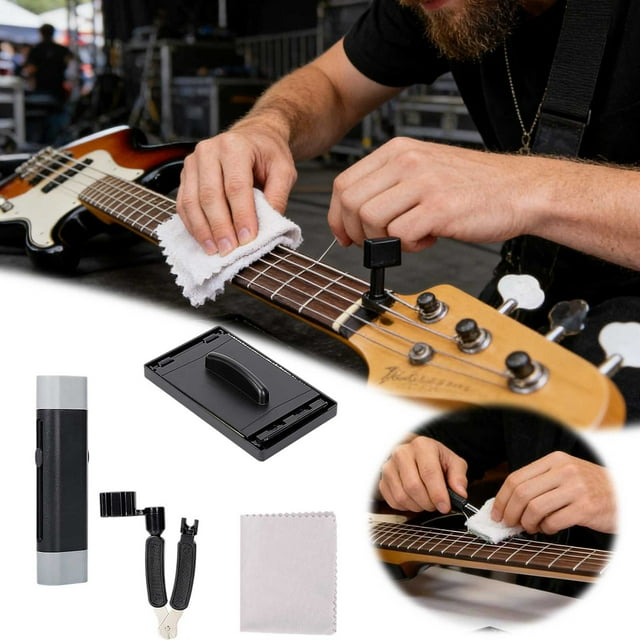 Klonfd Ukulele String Cleaning With String Spreader Cleaning Cloth Neck Rest & Storage For Acoustic/ Guitars