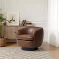 thumbnail image 7 of UIXE PU Leather Swivel Barrel Accent Chair, Comfy Round Upholstered Armchair Reading Chair for Living Room, Barrel Club Chairs Bedroom, Brown, 7 of 7