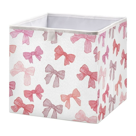 Foldable Fabric Storage Bin Home Cubes Clothing Organizer Bins Large Collapsible Box Basket for Home Organizer Pink Bows Pattern