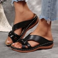 thumbnail image 2 of Rokment Beach Flower Orthopedic Arch Support Walking Backless Sandals for Women 2026 Boho Comfortable Casual Leather Ortho Platform Wedge Low Heel Dress Slip on Slippers Black Size 6.5, 2 of 5
