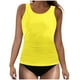 thumbnail image 2 of Traje de baño de bikini liso sin mangas para mujer, traje de baño push-up acolchado, conjuntos de blusa de traje de baño de poliéster para mujer, 2 of 4