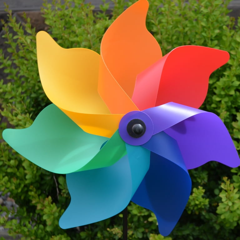 In the Breeze, Rainbow Poly Petal Pinwheel Spinner, 2870, 18-Inch