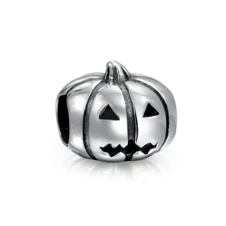 Halloween Jack O Lantern Pumpkin Charm Bead For Women For Teen Oxidized 925 Sterling Silver For European Bracelet