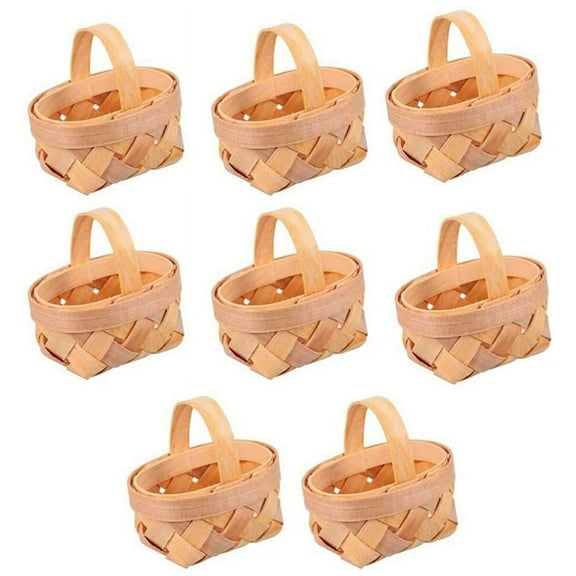 8PCS Mini Woven Baskets with Handles for Favors Crafts