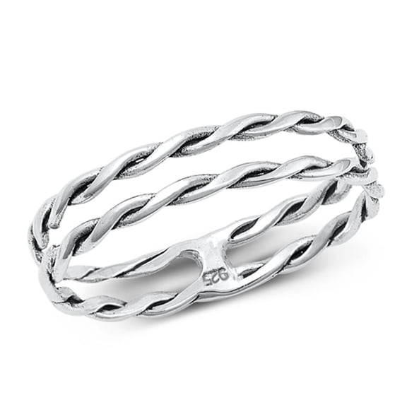 Polished Double Braided Ring .925 Sterling Silver Band Jewelry Female Male Unisex Size 9