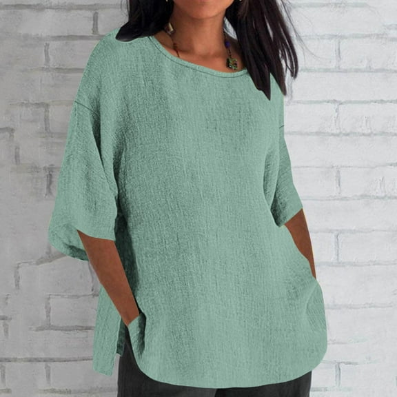 Mint Green S WIZUTIZ Tops Women's Loose Fit Cotton Soft Trendy Cotton Blend Tops Ladies Athletic Solid Shirts Fluffy Crew Neck Tshirt Pure Colour Basic Blouse Ultra Soft Short Sleeve Tee