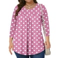 thumbnail image 2 of successthop Plus Size Blouses for Women 3/4 Sleeve Tunic Top Crewneck Curved Hem Shirt Polka Dots Shirts Loungewear, 2 of 6