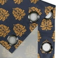 thumbnail image 3 of Ambesonne Damask Grommet Curtain Single Panel, Old Eastern Floral Motifs, 50"x60", Dark Blue Marigold, 3 of 5