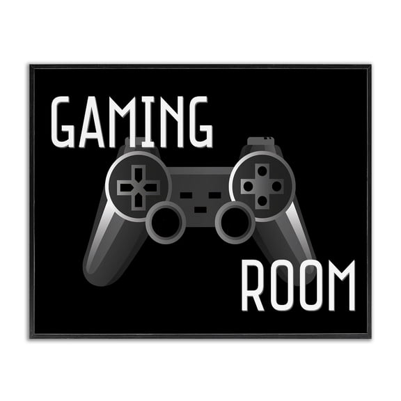Stupell Industries Contemporary Gaming Room Black Controller Black Framed Giclee Art, 14 x 11, by Kim Allen
