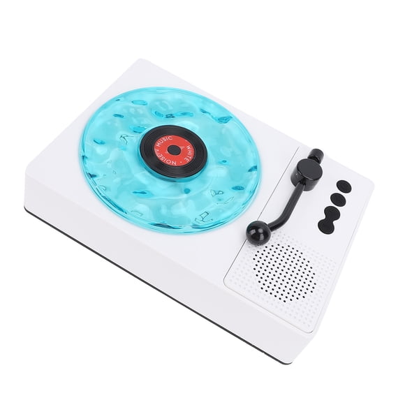 The Waves BT Speaker, Vintage Record Player with with Ambiance Night Light, Mini Retro Record Player Cordless Karaoke for Bedroom Living Room