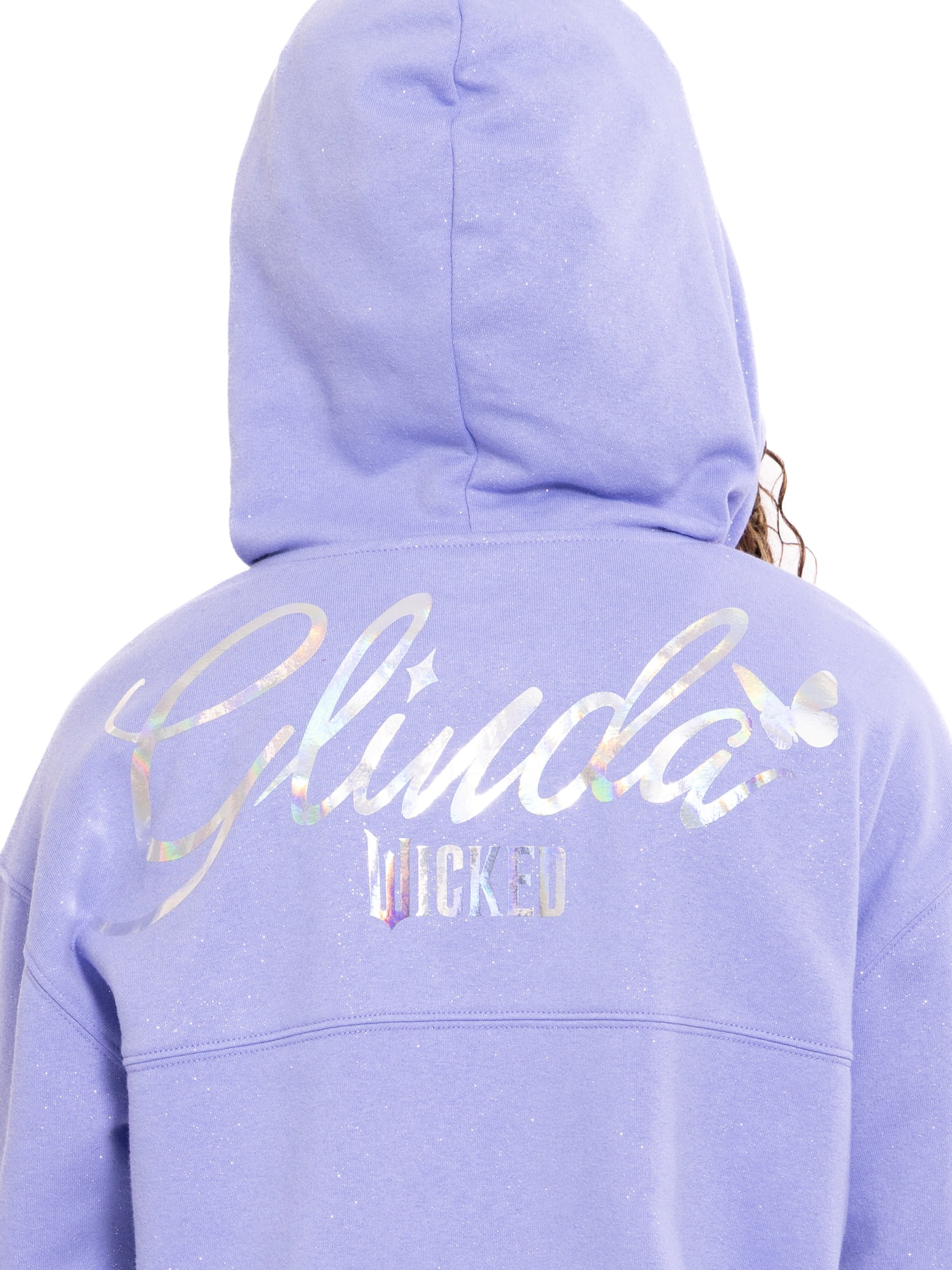 Wicked: For Good Little and Big Girls' Glinda Foil Graphic Fleece Hoodie Sweatshirt, Sizes 4-16