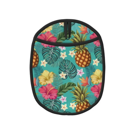 

Lukts Pineapple Print Silicone Pot Mat Mitten With Hanging Loop Heat Resistant Oven Mitts Non-Slip Bbq Baking Smoking Potholders