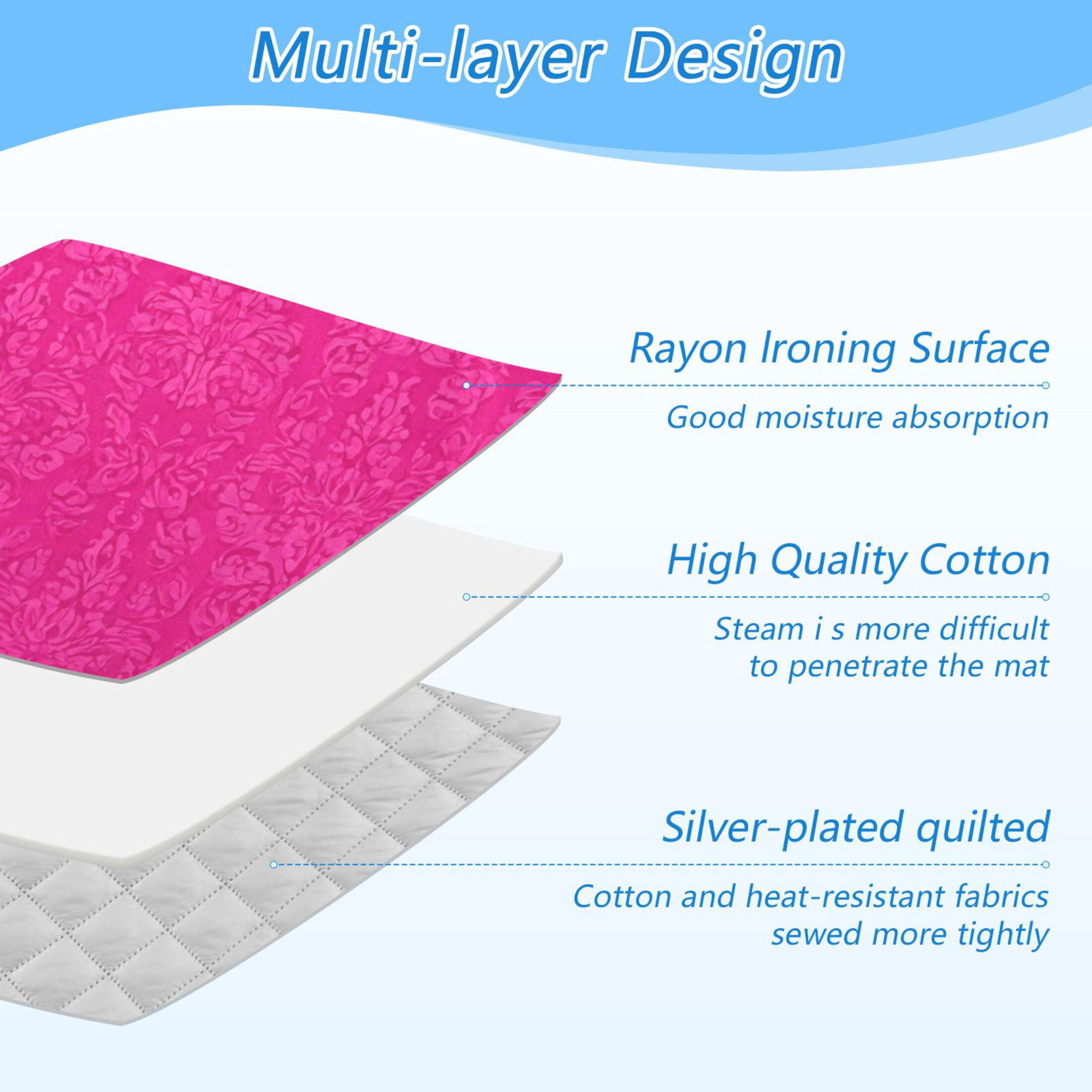Hot Pink Flower Patterns Ironing Mat Blanket Portable Travel Ironing Pad Heat Resistant Pad 47.2" x 27.6”