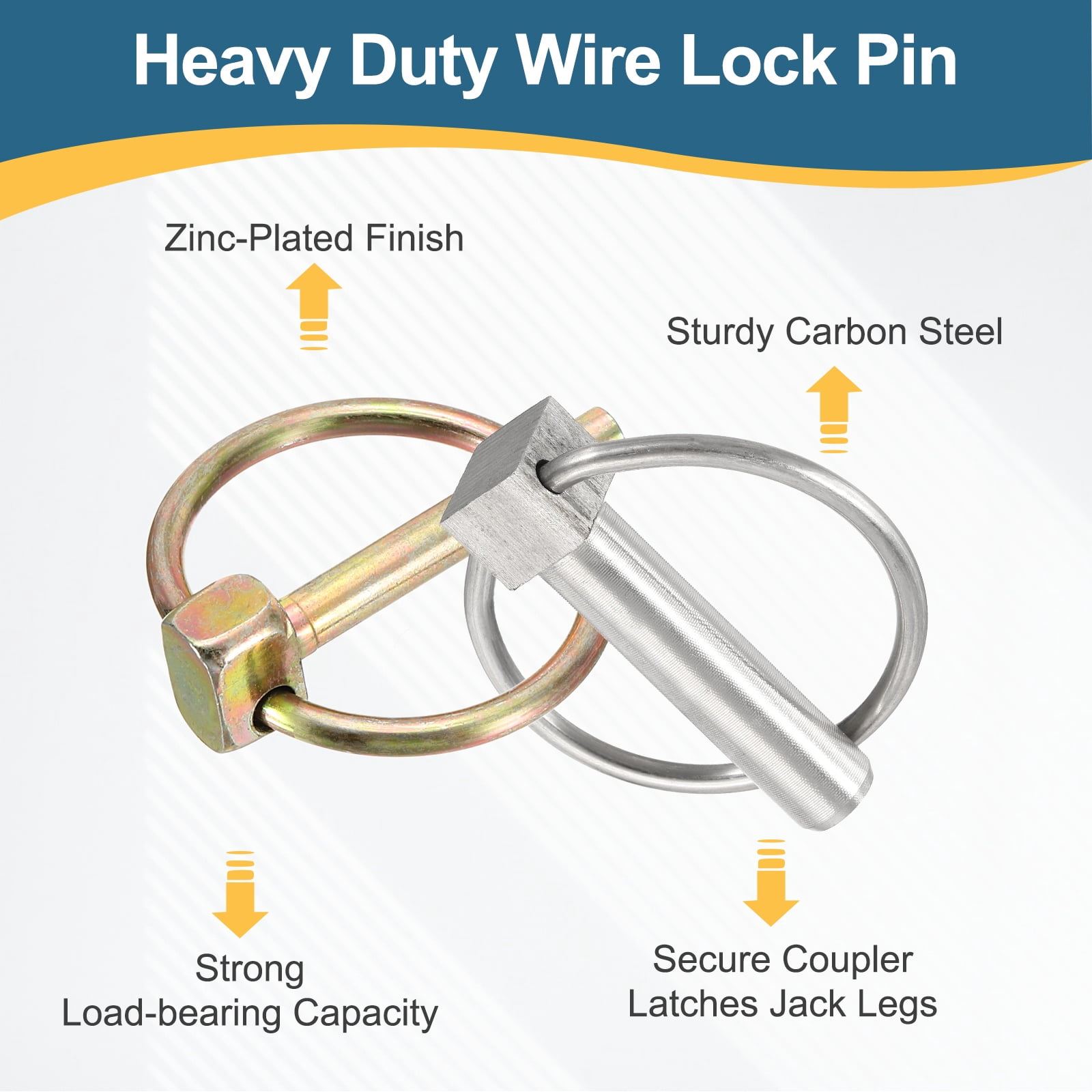 Uxcell 5Pcs Lynch Pin with Ring (3/8" x 2-3/16") - Heavy Duty Linch Pins Shaft Locking Pin Clips Carbon Steel, for Farm Tractors Trucks Lawn Mowers Trailers Trolley, Gold