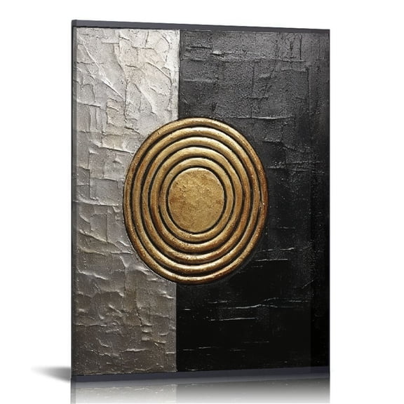COMIO Gold Black and White Abstract Canvas Prints Wall Art Decor Gold Leaf White Flower Grey Black Boho Geometry Pictures for Bedroom Bathroom Living Room Home Office Poster Artwork 16x20in
