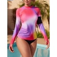 thumbnail image 1 of Charmo Womens Rash Guard Adjustable Long Sleeve Swim Shirts UPF 50+ Thumb Hole with Zipper Pocket, 1 of 6