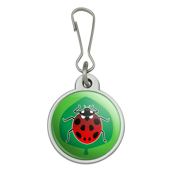 Red Ladybug on Green Leaf Ladybird Jacket Handbag Purse Luggage Backpack Zipper Pull Charm