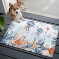 thumbnail image 4 of Oceans Marine Life Washable Small Entryway Area Rugs 2'x3', Orange Blue Jellyfish Starfish Retro Ombre Low Pile Throw Rug Non-Slip Sturdy Edge Binding Carpet for Front Door Floor Room Entry, 4 of 9